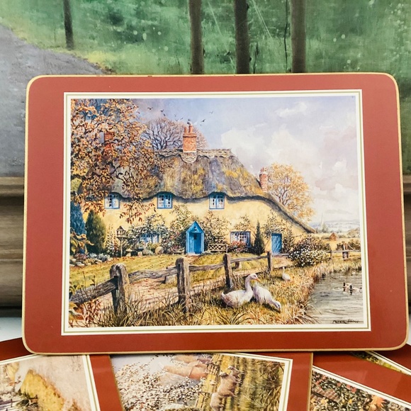 Vintage Cloverleaf Traditional Table Mats Cottages Set Of 6 England Cottagecore - Picture 11 of 15